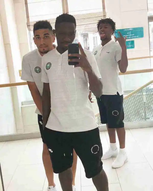 Super Eagles Stars, Omeruo, Leon Balogun And Iwobi Pose For A Selfie In Russia 